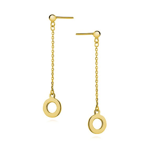 Gold-plated silver earrings - hanging circle - #jewelry for women# - Starry Silver