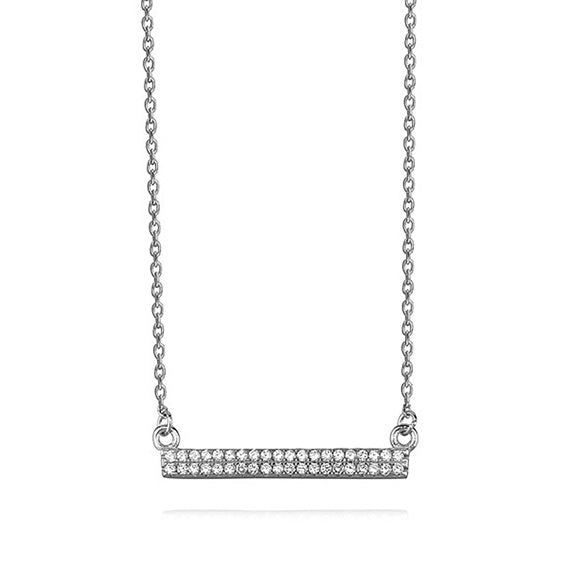 Silver necklace - cubic zirconia bar pendant - #jewelry for women# - Starry Silver