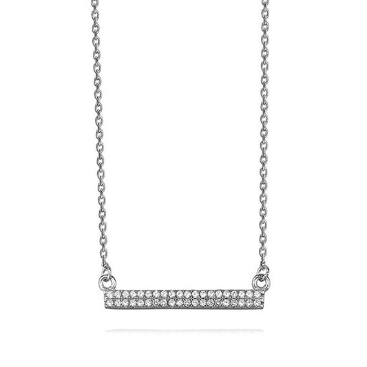 Silver necklace - cubic zirconia bar pendant - #jewelry for women# - Starry Silver