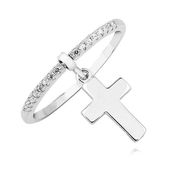 Silver ring with cubic zirconia - cross - #jewelry for women# - Starry Silver