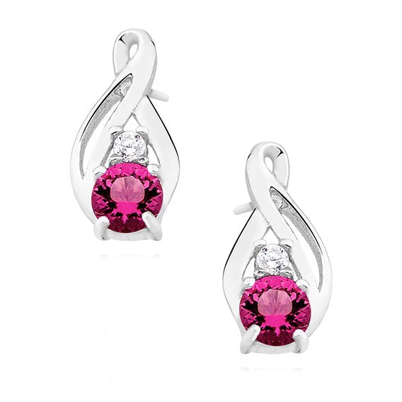 Silver earrings with pink zirconia - #jewelry for women# - Starry Silver