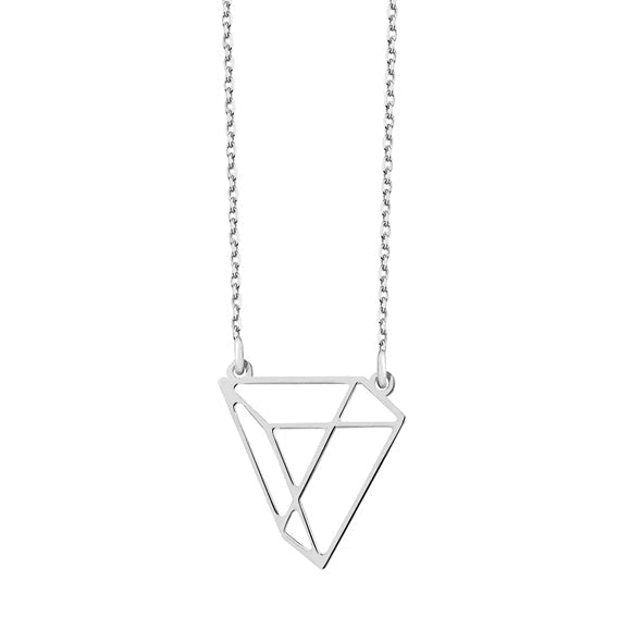 Silver necklace - origami triangle - #jewelry for women# - Starry Silver