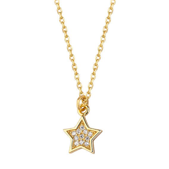 Gold-plated silver necklace - cubic zirconia star - #jewelry for women# - Starry Silver