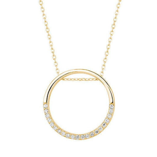 Gold-plated silver necklace - cubic zirconia circle - #jewelry for women# - Starry Silver