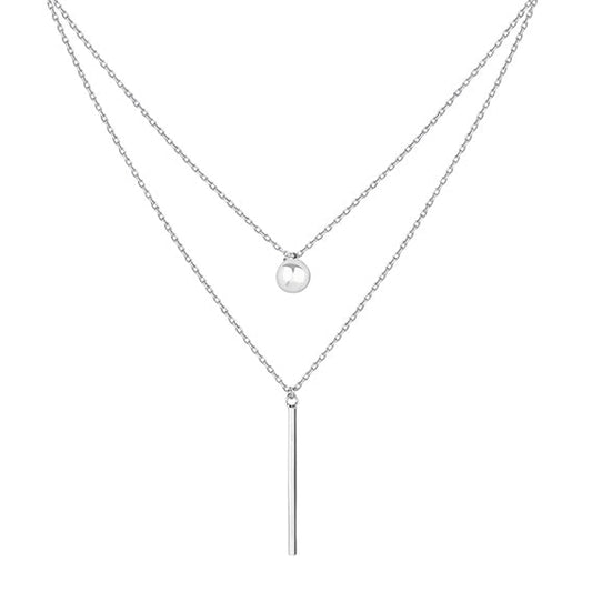 Silver necklace - circle and bar pendant - #jewelry for women# - Starry Silver