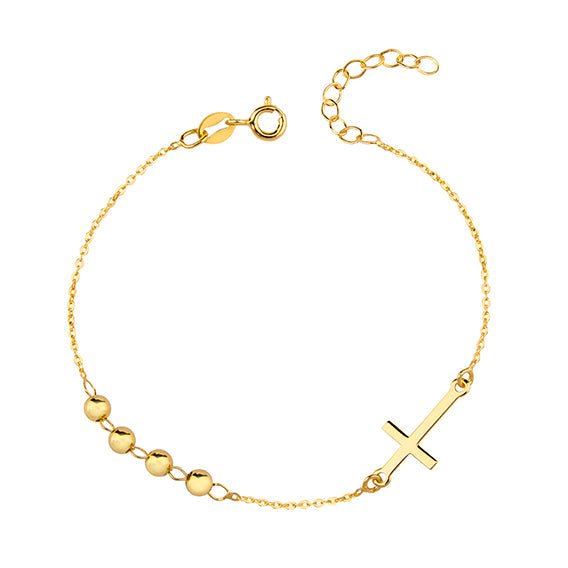 Gold-plated silver bracelet with cross - #jewelry for women# - Starry Silver