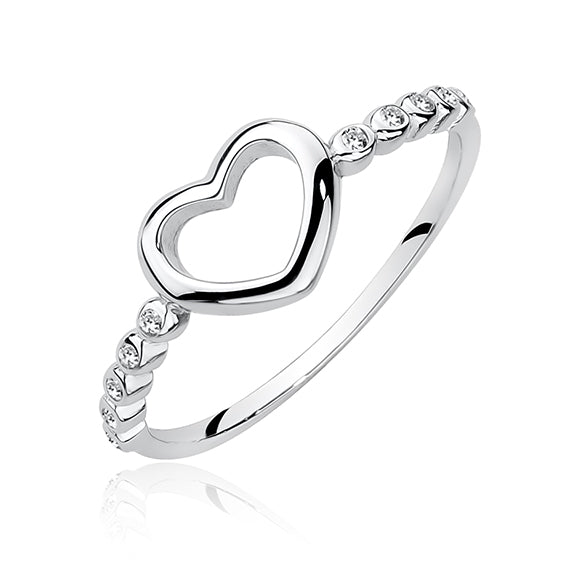 Silver ring with cubic zirconia - heart - #jewelry for women# - Starry Silver