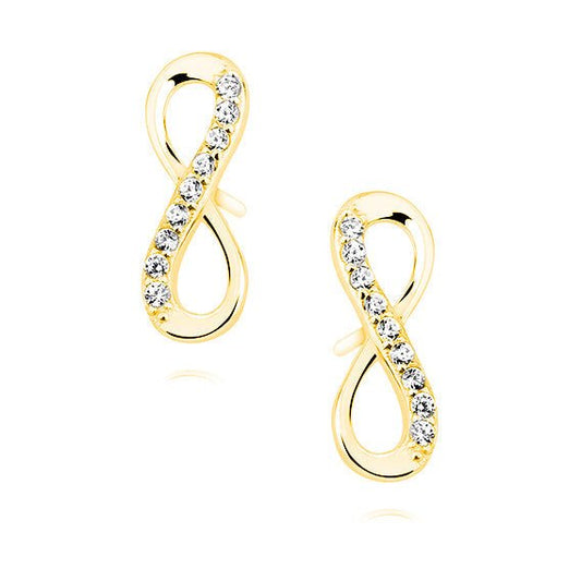 Gold-plated silver earrings - cubic zirconia infinity - #jewelry for women# - Starry Silver