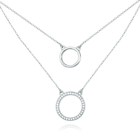 Silver necklace - cubic zirconia circle - #jewelry for women# - Starry Silver