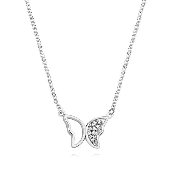 Gold-plated silver necklace - cubic zirconia butterfly - #jewelry for women# - Starry Silver