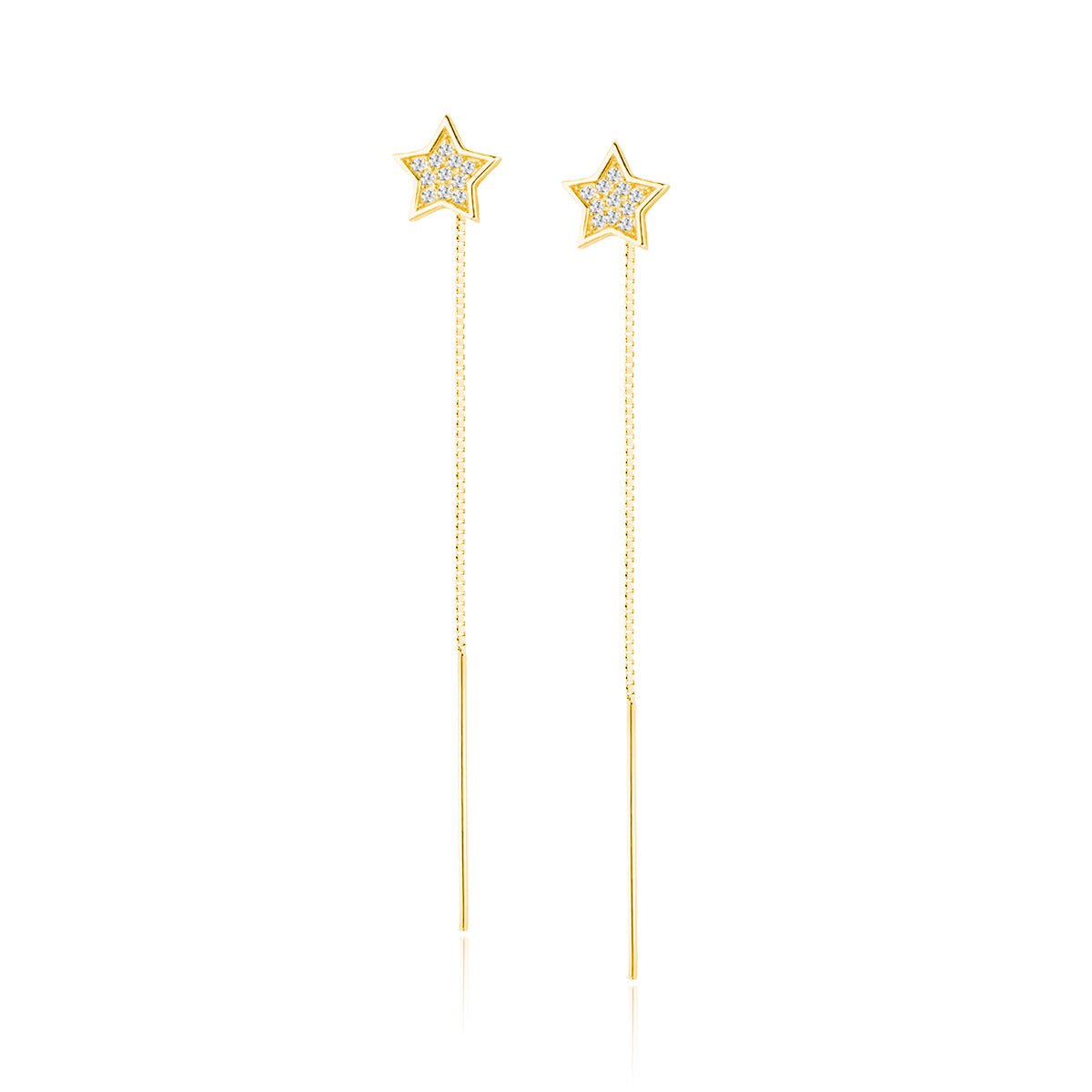 Gold-plated silver earrings - cubic zirconia star - #jewelry for women# - Starry Silver