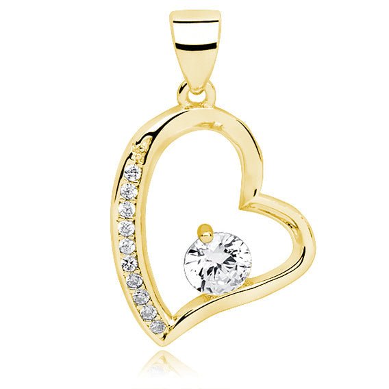 Gold-plated silver necklace pendant - cubic zirconia heart - #jewelry for women# - Starry Silver