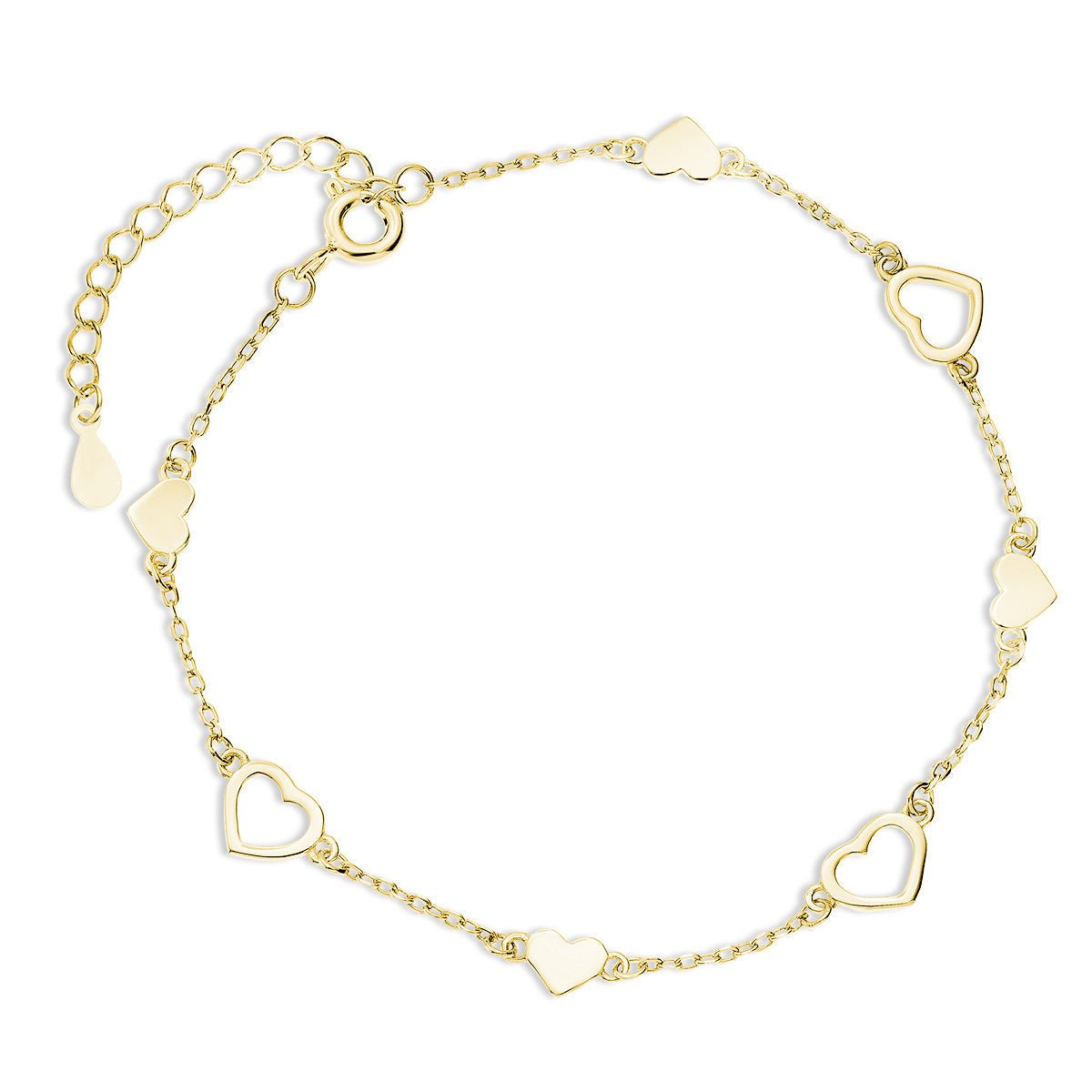 Gold-plated silver bracelet - heart charms - #jewelry for women# - Starry Silver