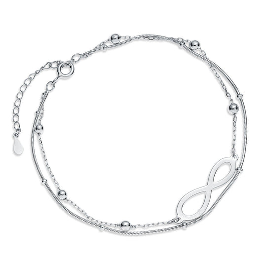 Silver bracelet - double chain with balls and infinity - #jewelry for women# - Starry Silver