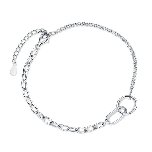 Silver bracelet - double chain circle charms - #jewelry for women# - Starry Silver