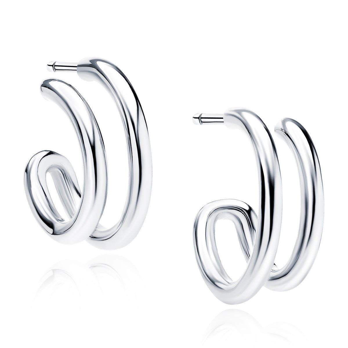 Silver earrings - double hoop - #jewelry for women# - Starry Silver