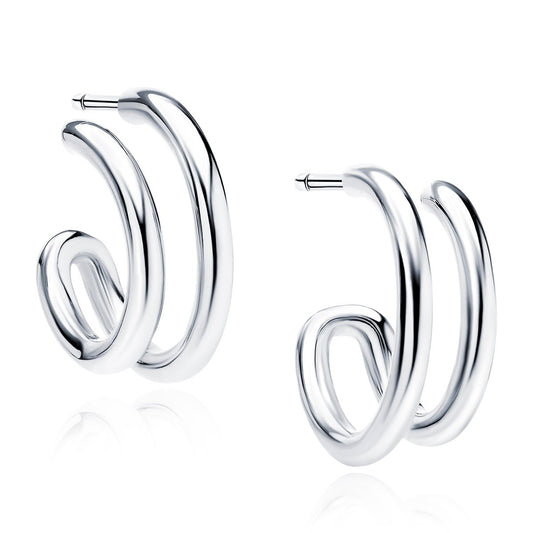 Silver earrings - double hoop - #jewelry for women# - Starry Silver