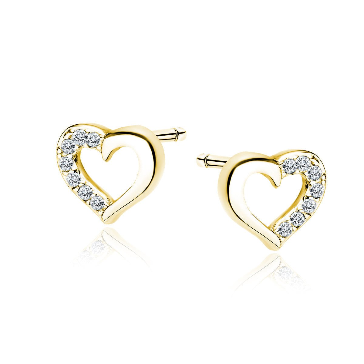 Silver earrings - hearts with white zirconia - #jewelry for women# - Starry Silver