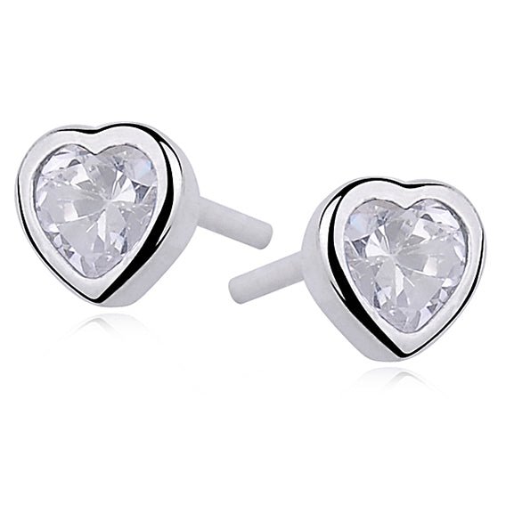 Silver earrings - cubic zirconia heart - #jewelry for women# - Starry Silver