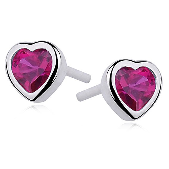 Silver earrings - ruby zirconia heart - #jewelry for women# - Starry Silver