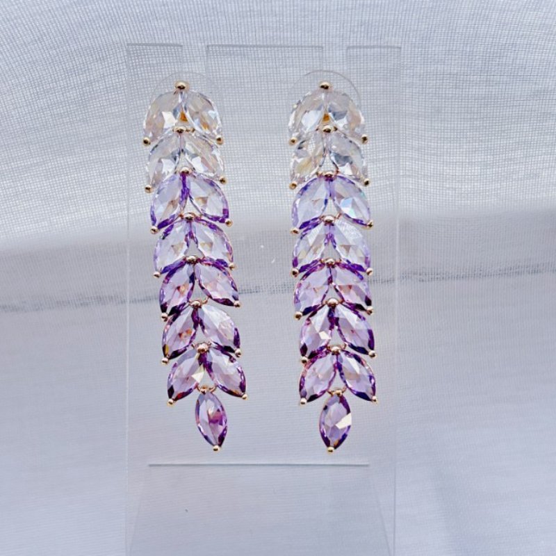 Zircon Earrings Wheat Ears - #jewelry for women# - Starry Silver