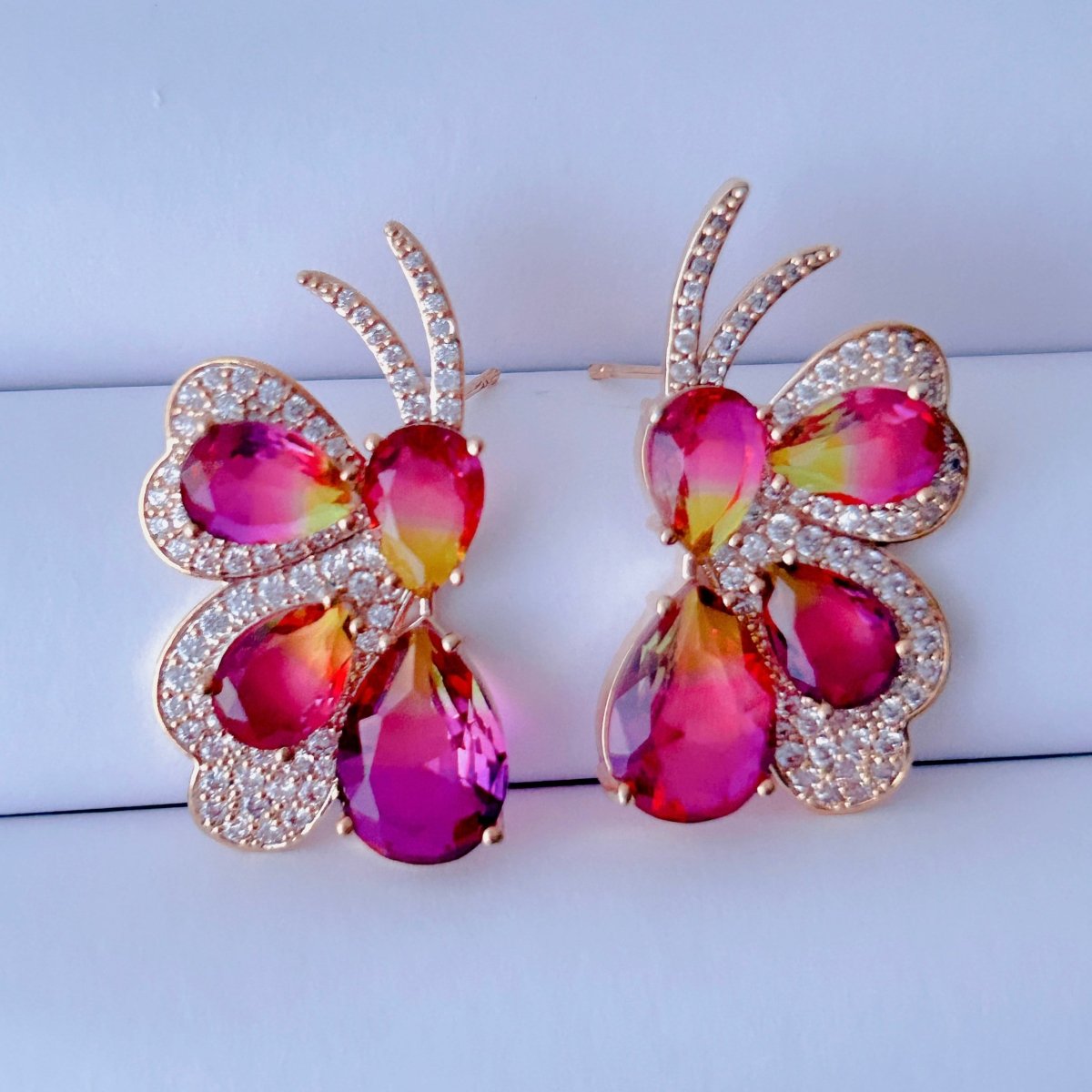 Zircon Earrings Butterfly - #jewelry for women# - Starry Silver